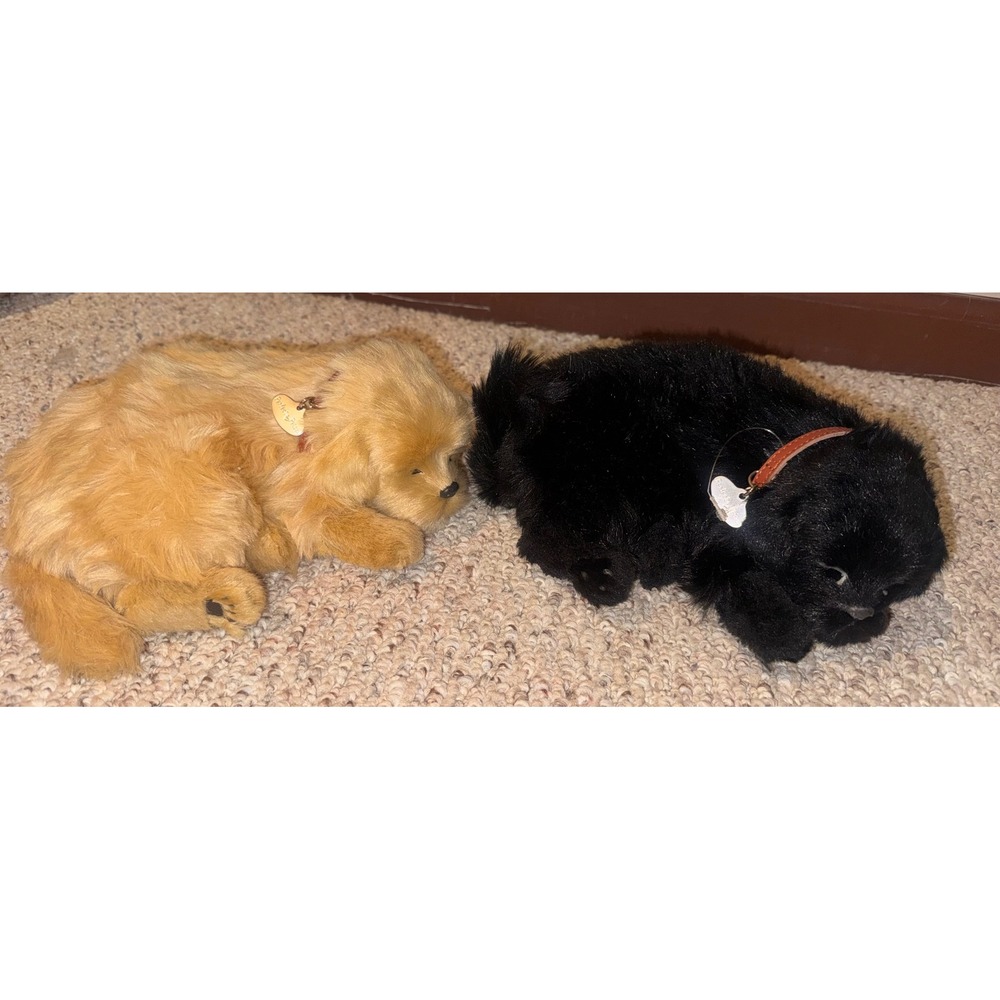 Perfect Petzzz Breathing Plush Set Golden Retriever Puppy & Black Dog 2021